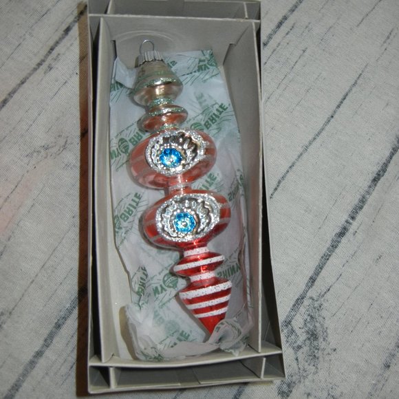 "Shiny Brite Radko Reflector Ball Xmas FINAIL Ornament Pink Blue WEST ELM NEW" - Picture 2 of 6